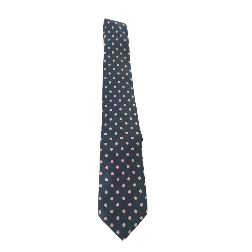 Robert Talbott Mens Navy Pink Polka Dot Silk Tie Hand Sewn England Quiet Luxury